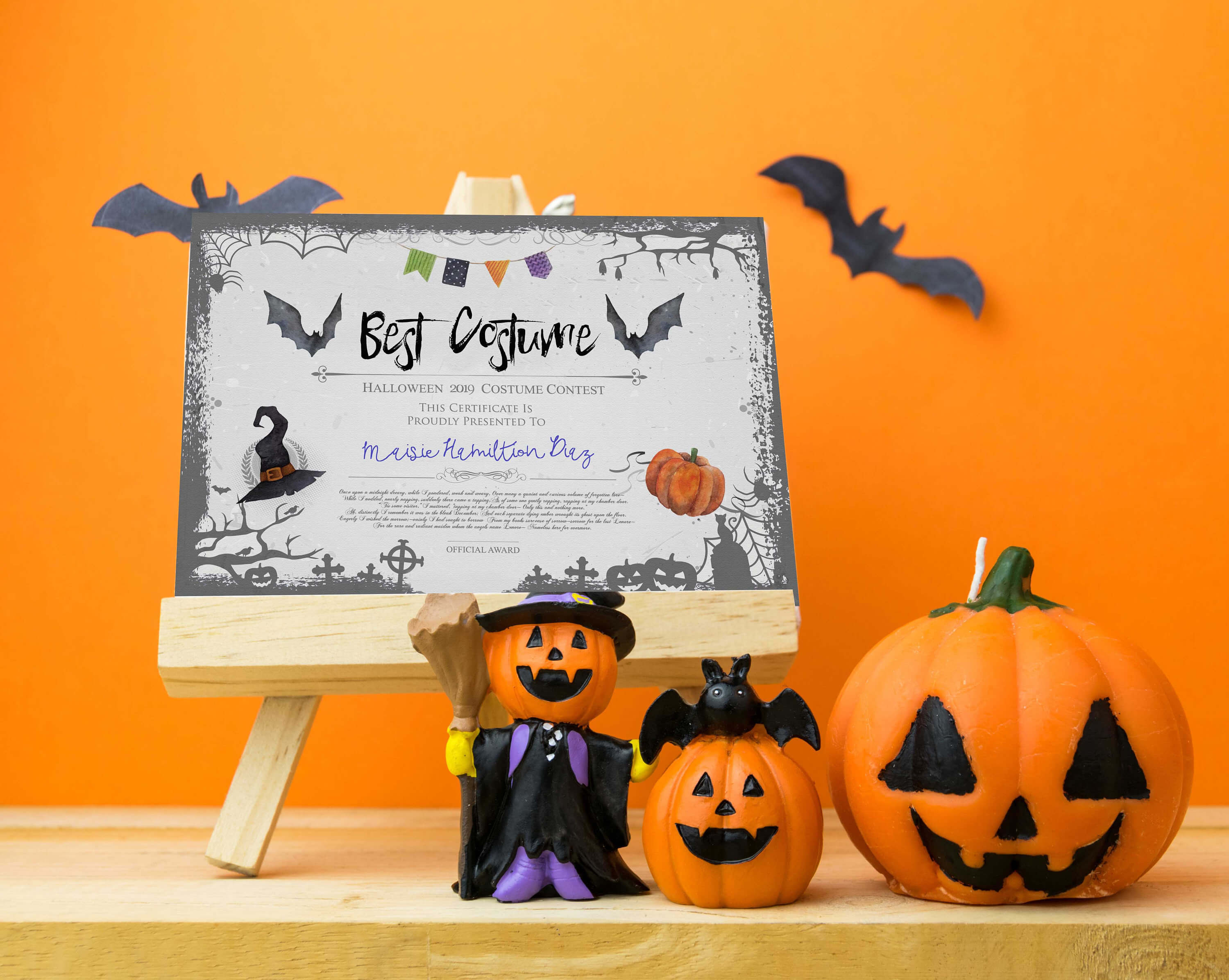Halloween Party, Best Costume Contest, Printable Certificate, Cosplay,  Fancy Dress Competition, Instant Download, Award Template, Vote Card With Regard To Halloween Costume Certificate Template