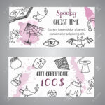 Hand Drawn Halloween Banner Free Voucher Template. Ghost Time.. In Halloween Certificate Template