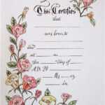 Hand Drawn & Painted Birth Certificate (Perfect For A Little With Girl Birth Certificate Template