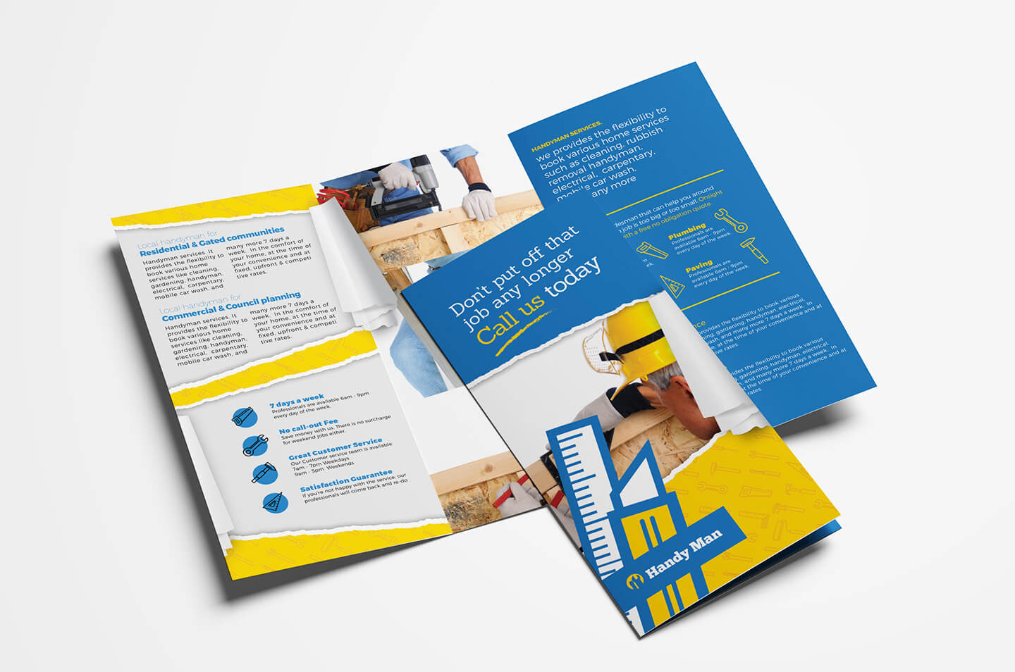 Handyman Tri Fold Brochure Template In Psd, Ai & Vector Regarding Commercial Cleaning Brochure Templates