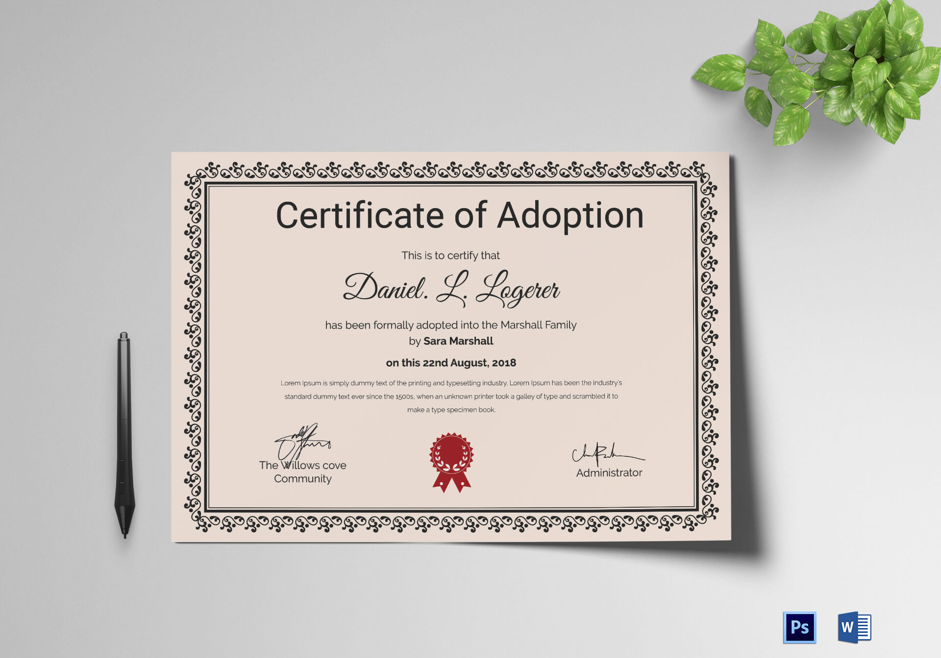 Happy Adoption Certificate Template Inside Adoption Certificate Template