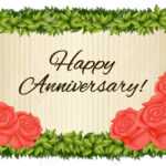 Happy Anniversary Card Template With Red Roses Illustration Within Template For Anniversary Card