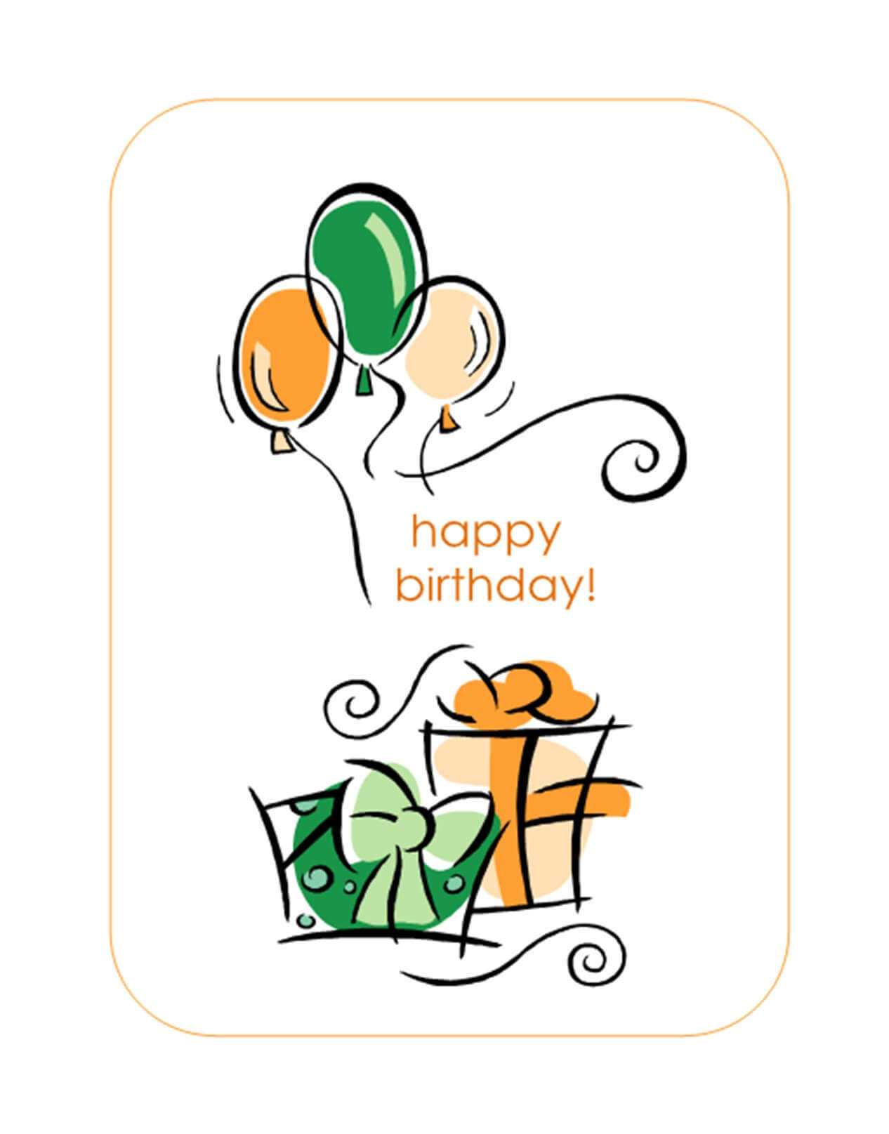 Happy Birthday Card (With Balloons, Quarter-Fold) regarding Quarter Fold Birthday Card Template