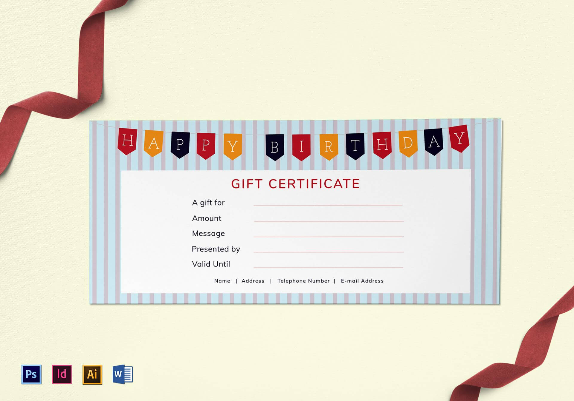 Happy Birthday Gift Certificate Template For Gift Card Template Illustrator