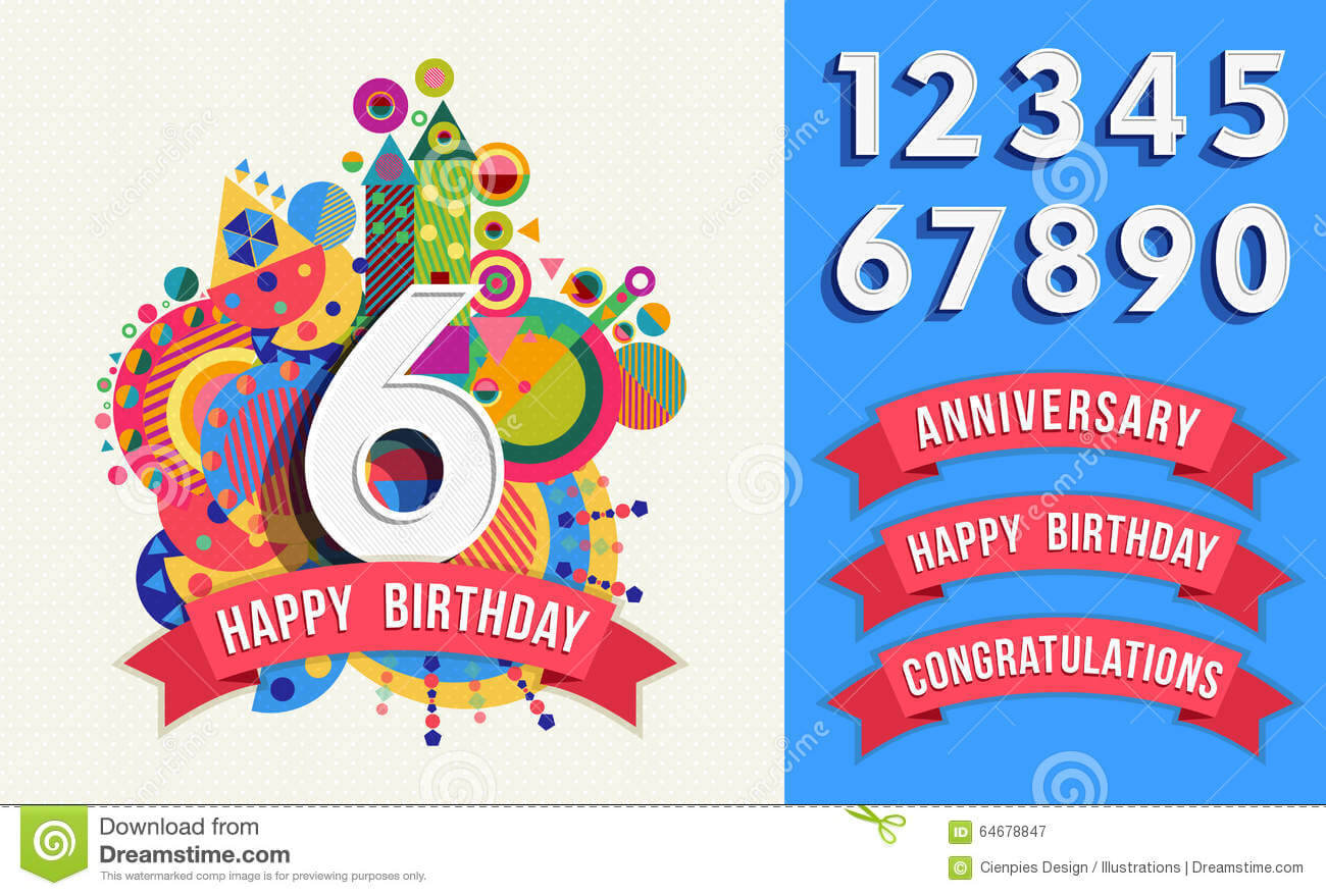 Happy Birthday Greeting Card Number Set Template Stock Within Greeting Card Template Powerpoint