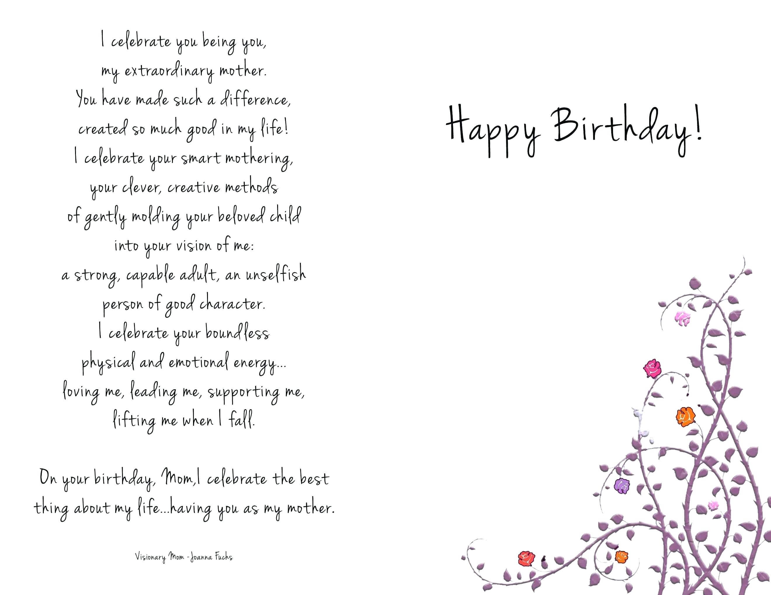 Happy Birthday Mom Coloring Cards – Navajosheet.co For Mom Birthday Card Template