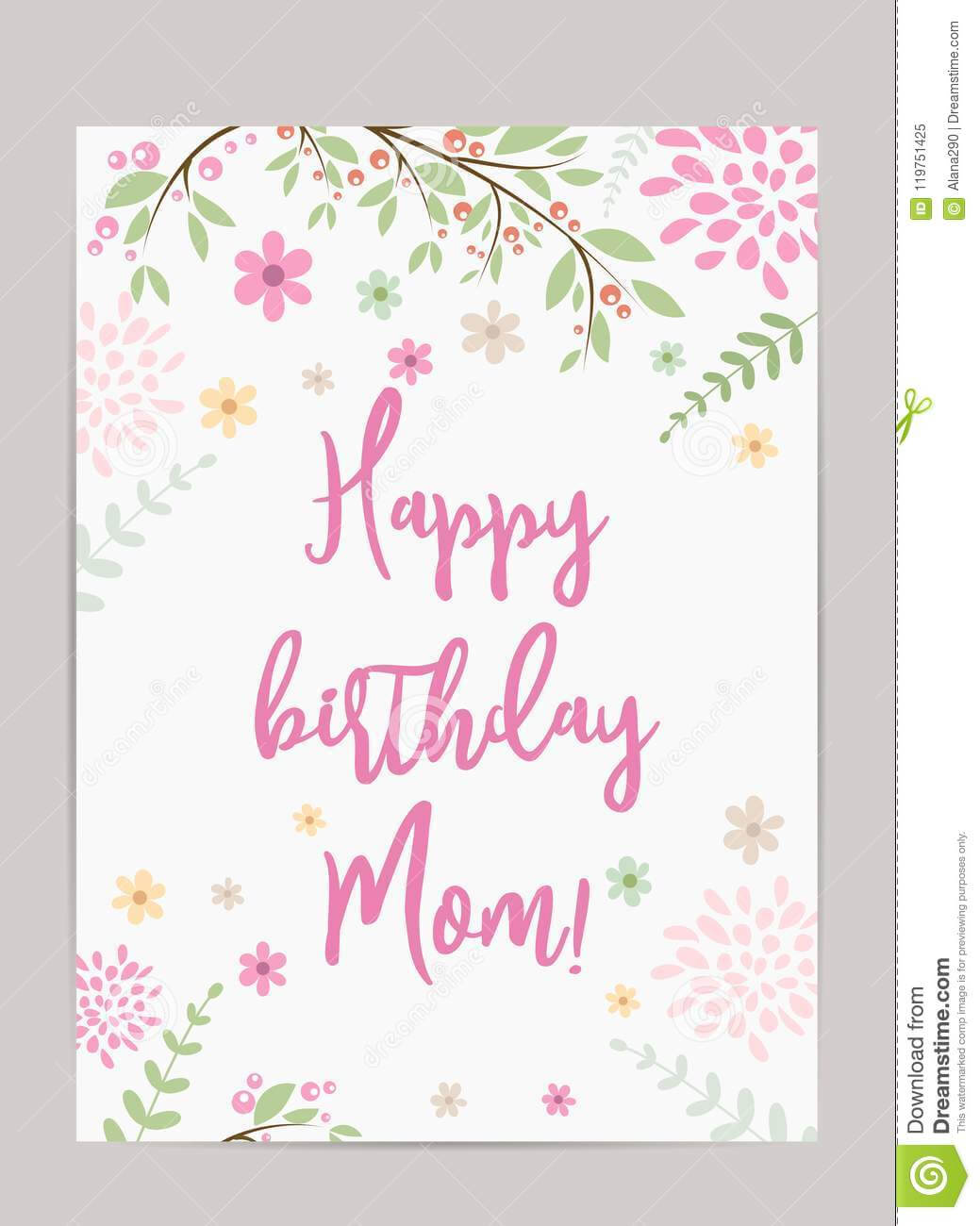 Happy Birthday Mom! Greeting Card Stock Vector Inside Mom Birthday Card Template
