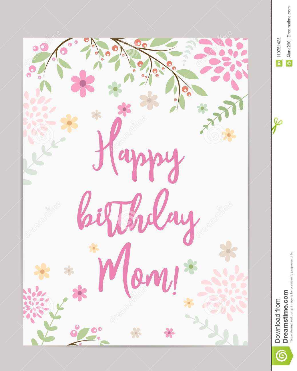 Happy Birthday Mom! Greeting Card Stock Vector Inside Mom Birthday Card Template