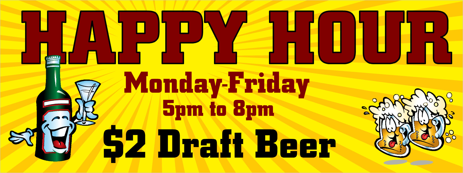 Happy Hour Vinyl Signs For Restaurant / Bar Vinyl Banners $2 Pertaining To Vinyl Banner Design Templates