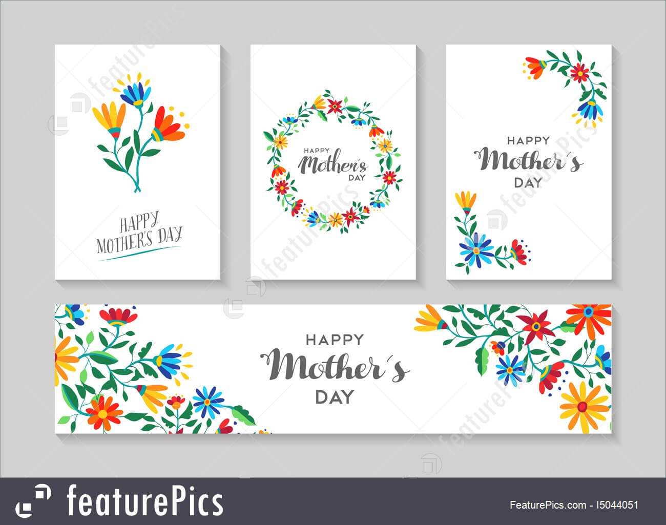 Happy Mother's Day Card And Label Floral Set Stock Within Mothers Day Card Templates