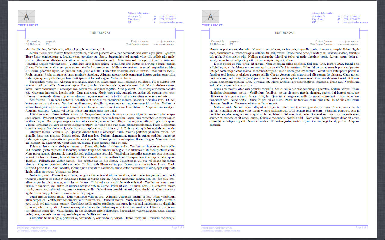 Header Footer - Reproduction Of Word Report Template In For Latex Template Technical Report