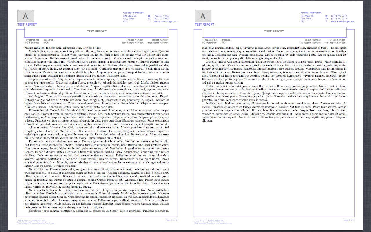 Header Footer - Reproduction Of Word Report Template In With Technical Report Template Latex