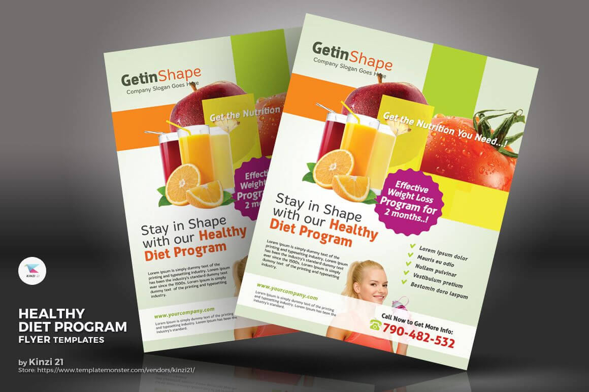 Healthy Diet Program Flyers Corporate Identity Template Pertaining To Nutrition Brochure Template