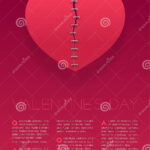 Heart Paper Tear Repairstaples, Valentine`s Day Concept For Staples Banner Template