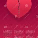 Heart Paper Tear Repairstaples, Valentine`s Day Concept For Staples Banner Template
