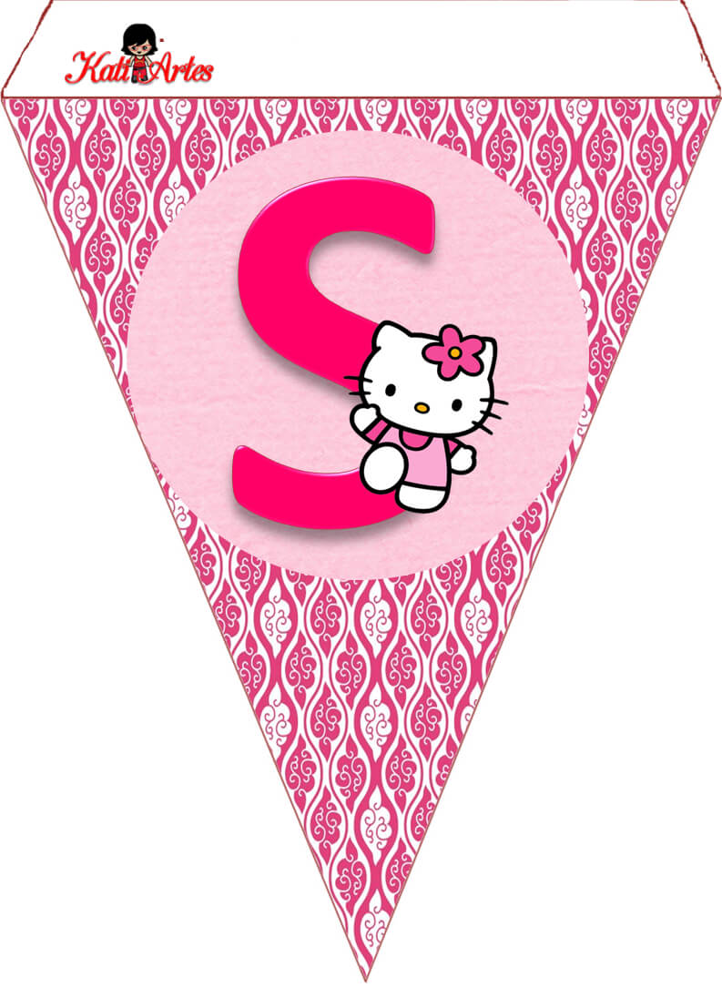 Hello Kitty Free Printable Bunting. Banderines De Hello For Hello Kitty Birthday Banner Template Free