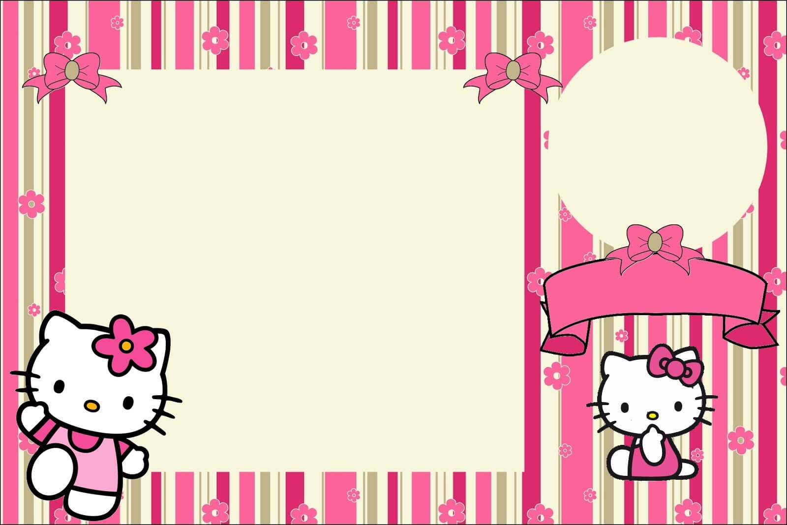 Hello Kitty With Flowers: Free Printable Invitations. – Oh In Hello Kitty Birthday Banner Template Free