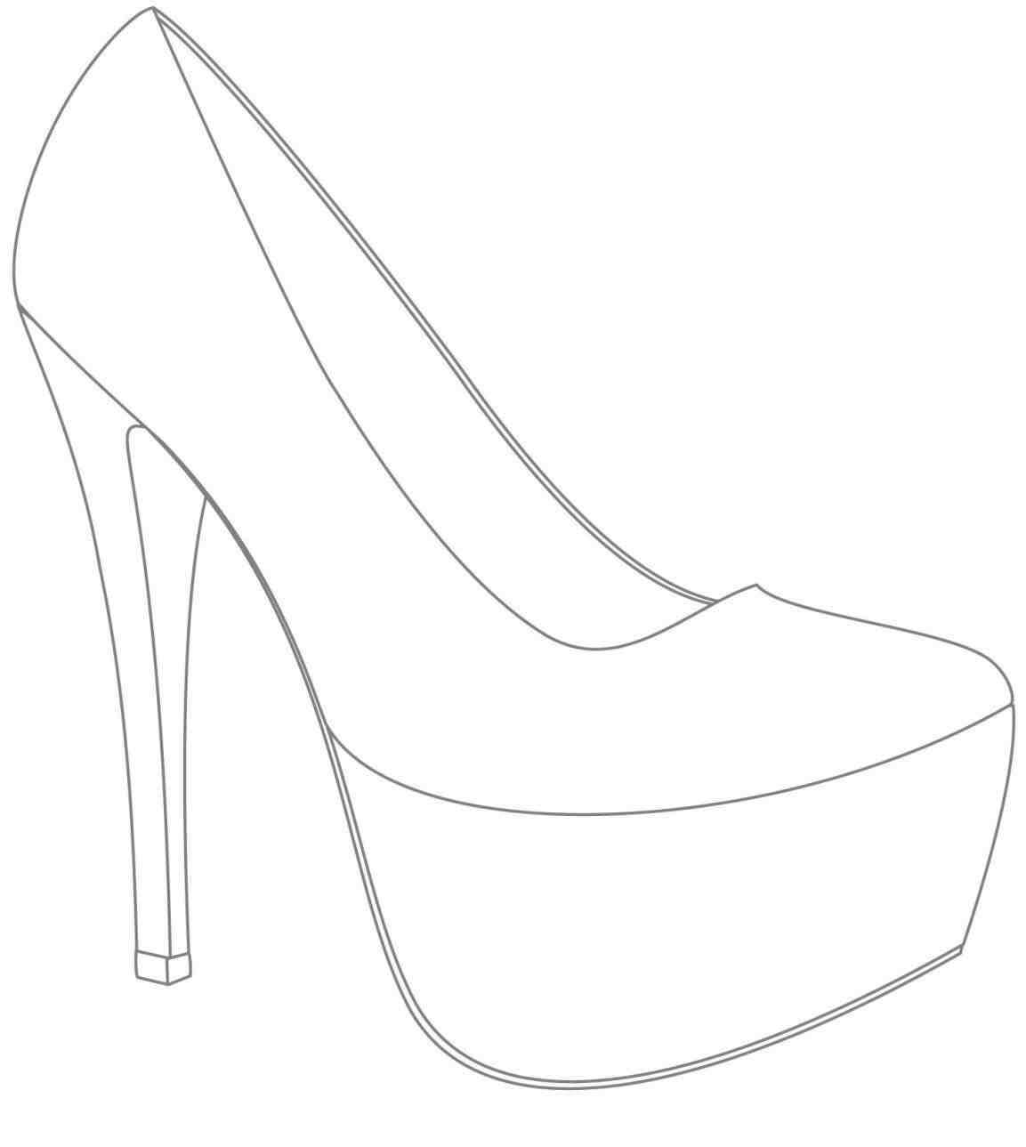 High Heel Drawing Template At Paintingvalley | Explore Within High Heel Shoe Template For Card