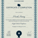 High School Diploma Completion Certificate Template With Regard To Certificate Templates For School
