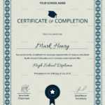 High School Diploma Completion Certificate Template With Regard To Certificate Templates For School