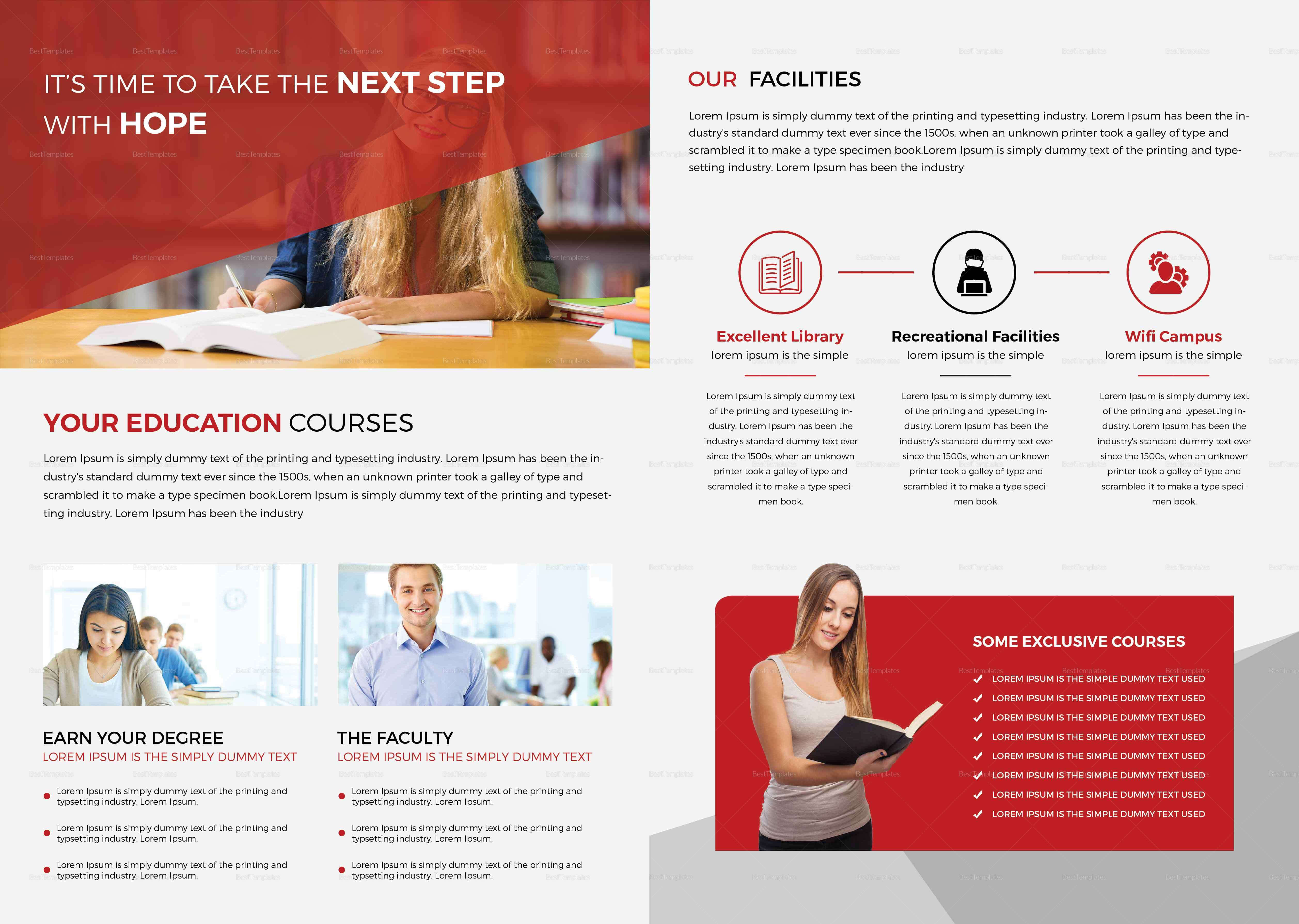 Higher Educational Brochure Template Throughout Brochure Design Templates For Education