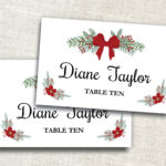 Holiday Place Card Template – Editable Place Card – Ms Word Placecard  Template – Christmas Place Card – Name Card – Instant Download With Microsoft Word Place Card Template