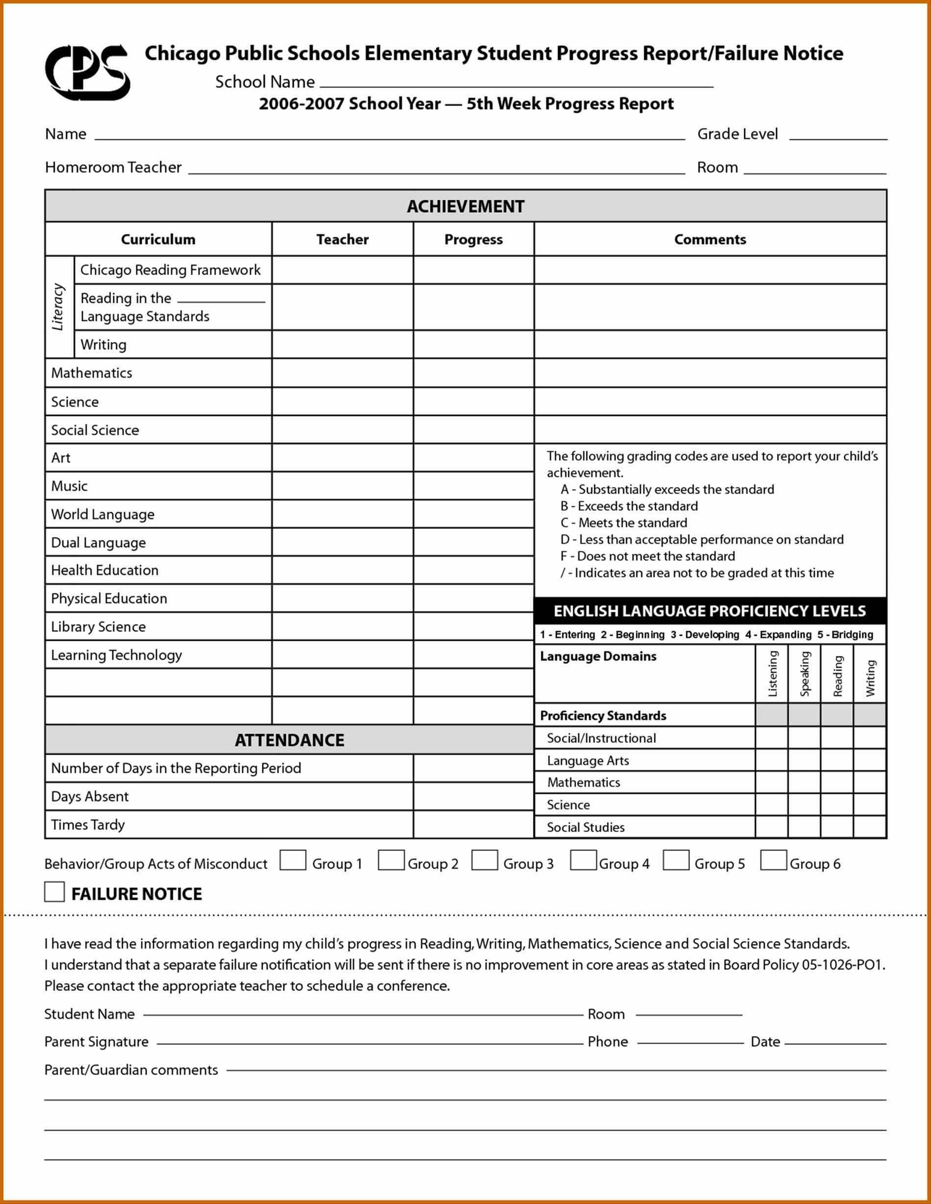 Homeschool Report Card Template Pdf For Secondary School With Regard To Report Card Template Pdf