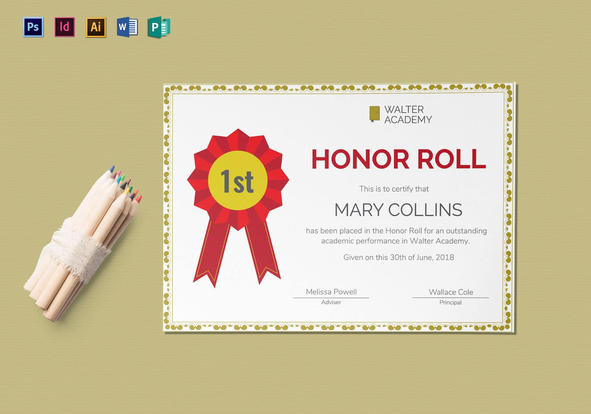 Honor Roll Certificate Template Pertaining To Honor Roll Certificate Template