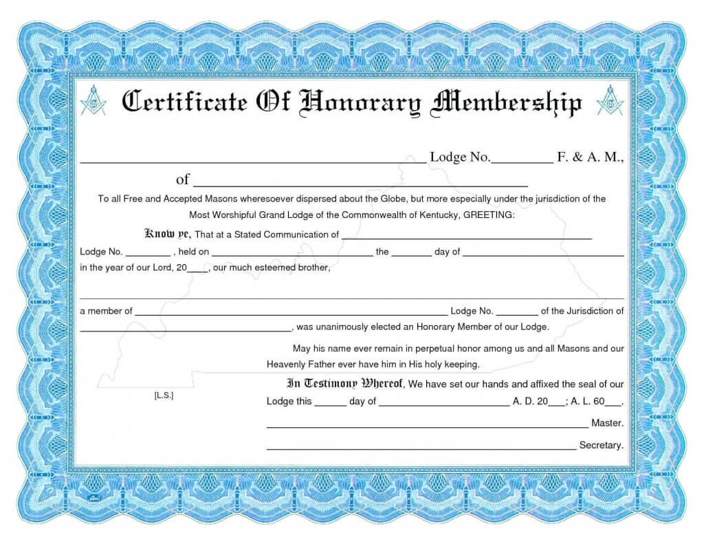 Honorary Membership Certificate Template Word Throughout Llc Membership Certificate Template