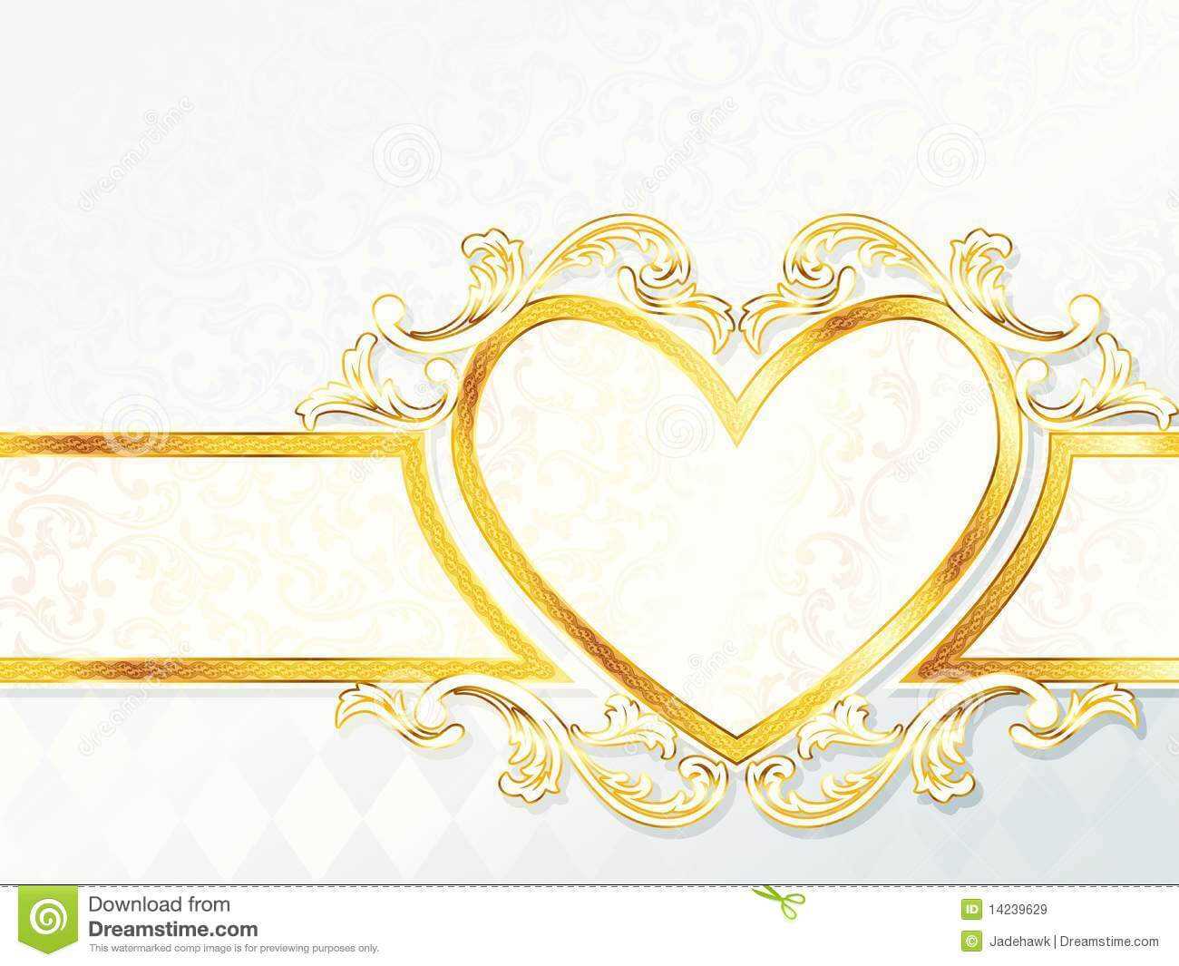 Horizontal Rococo Wedding Banner With Heart Emblem Stock Intended For Wedding Banner Design Templates