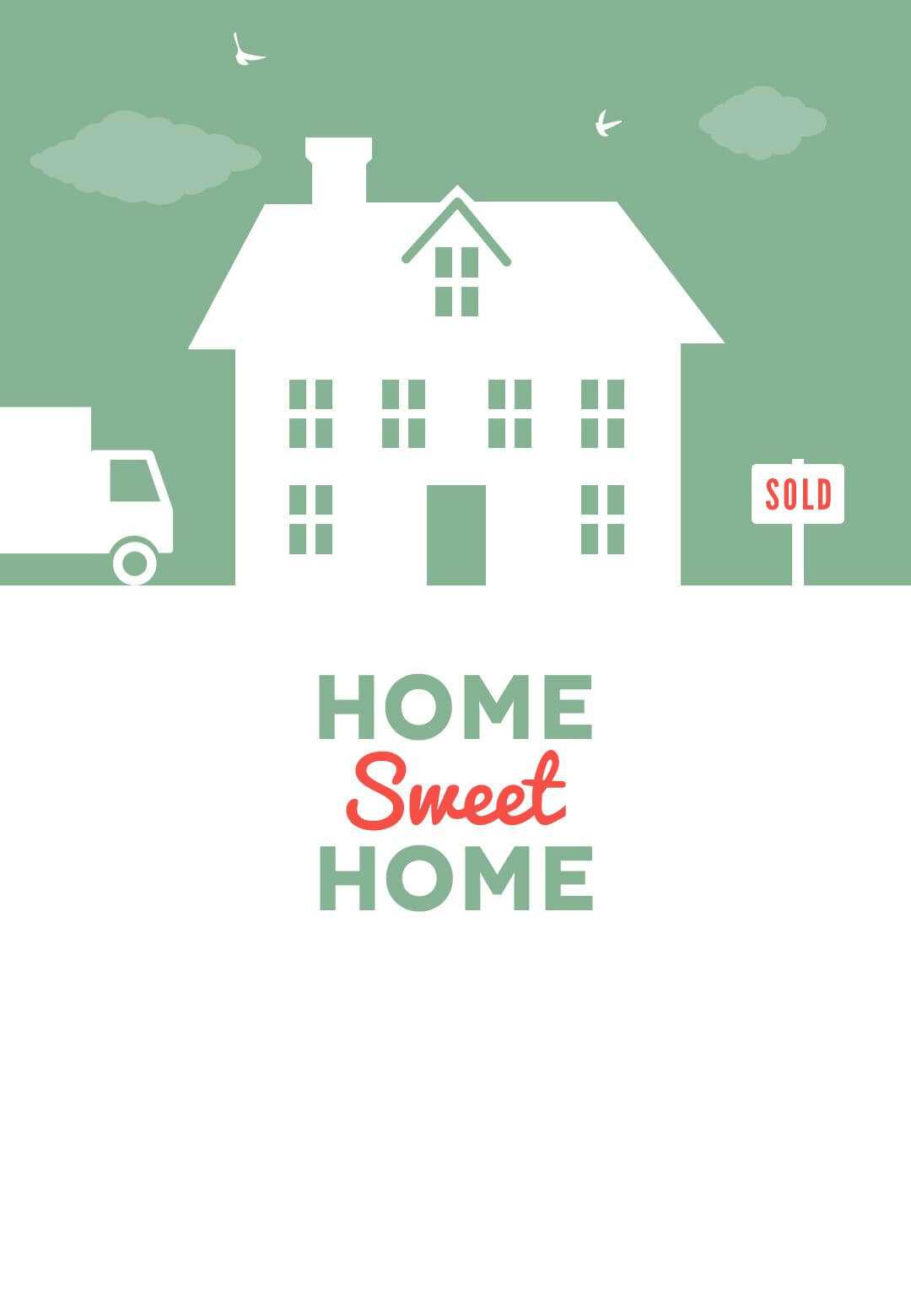 House And Birds - Free Printable Moving Announcement In Free Moving House Cards Templates