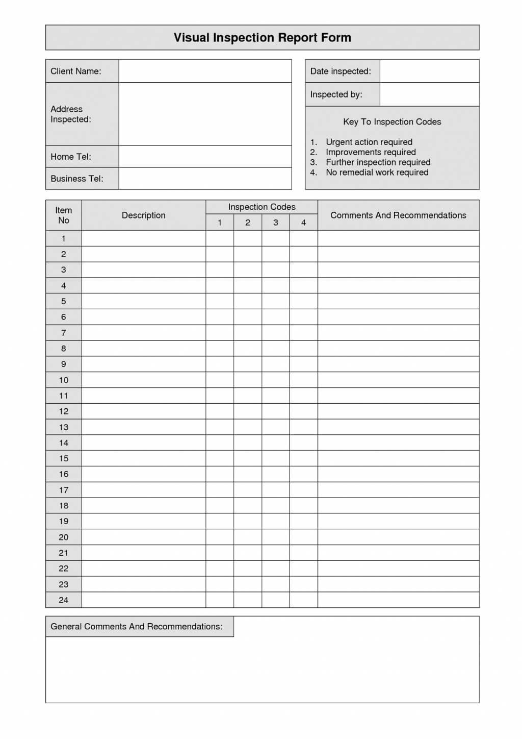 House Inspection Checklist Template Excel And Printable Home Throughout Home Inspection Report Template Pdf