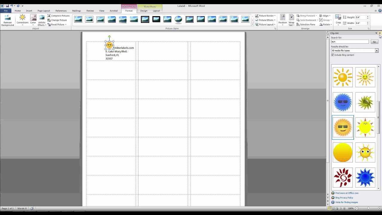 How To Add Images And Text To Label Templates In Microsoft Word Inside 8 Labels Per Sheet Template Word