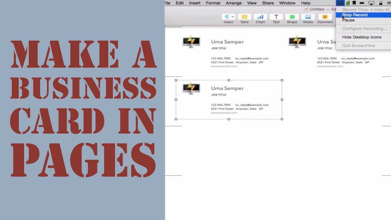 How To Create A Business Card In Pages For Mac (2014) Intended For Business Card Template Pages Mac