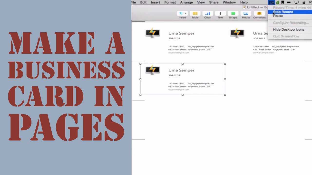 How To Create A Business Card In Pages For Mac (2014) Intended For Business Card Template Pages Mac