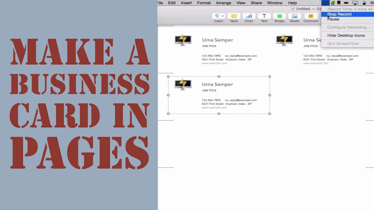 How To Create A Business Card In Pages For Mac (2014) Within Pages Business Card Template