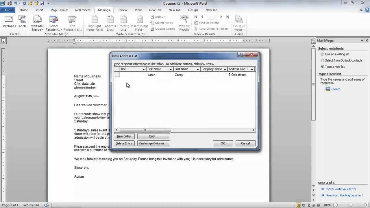 How To Create A Mail Merge In Microsoft Word 2010 Pertaining To How To Create A Mail Merge Template In Word 2010