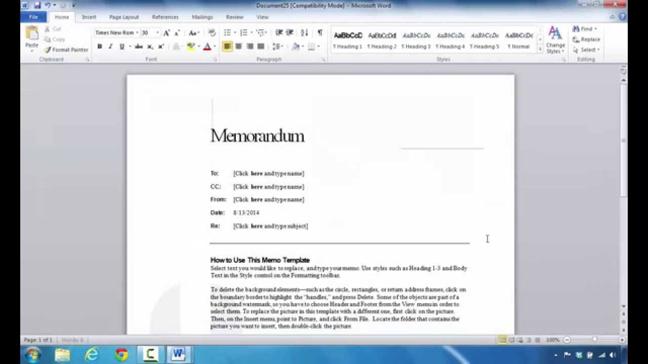 How To Create A Memo In Microsoft Word 2010 With Memo Template Word 2013