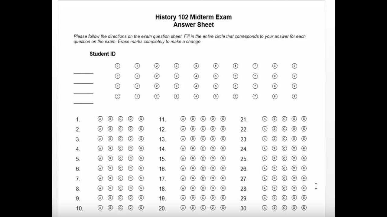 How To Create A Multiple Choice Test Answer Sheet In Word For Remark Office  Omr Intended For Blank Answer Sheet Template 1 100