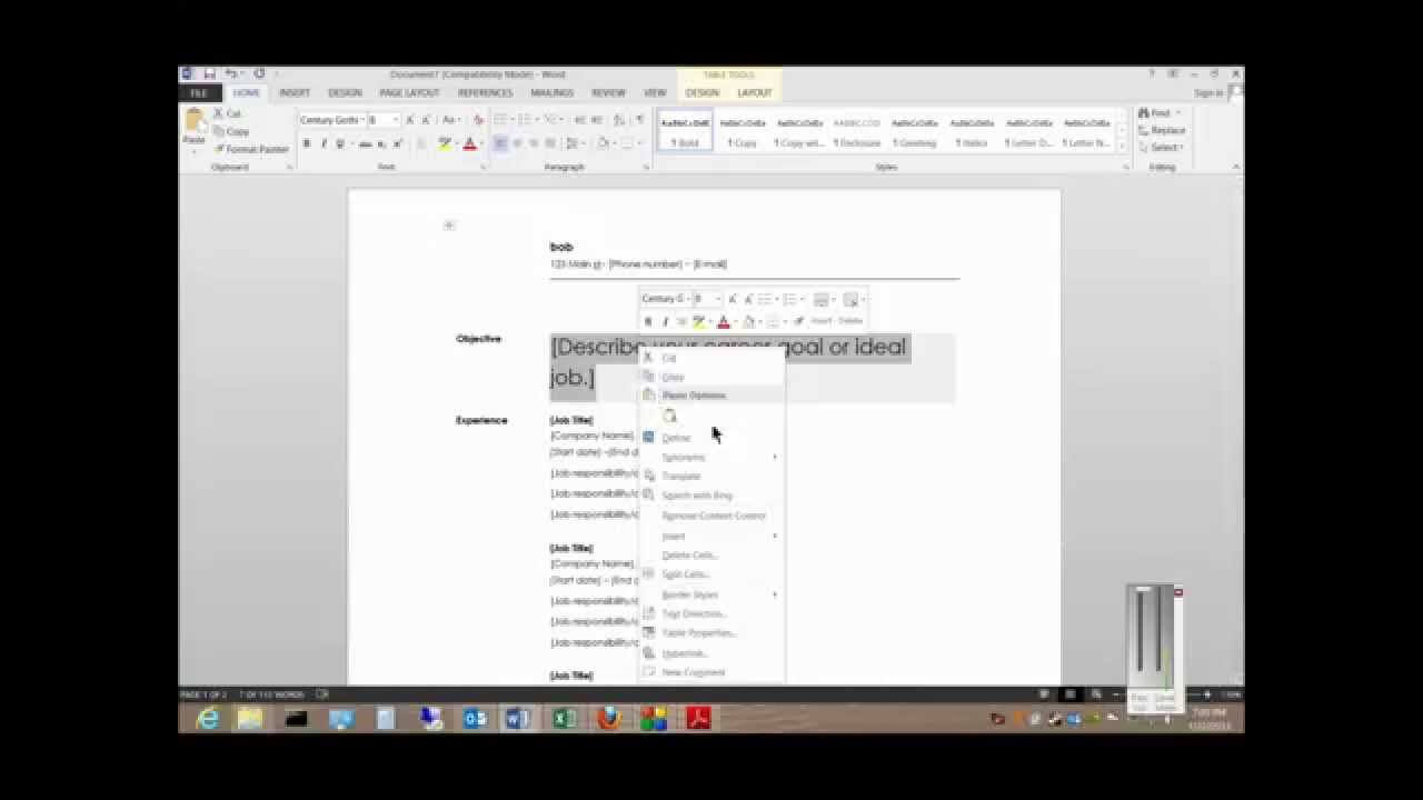 How To Create A Resume From A Free Template In Microsoft Word 2013 For How To Create A Template In Word 2013