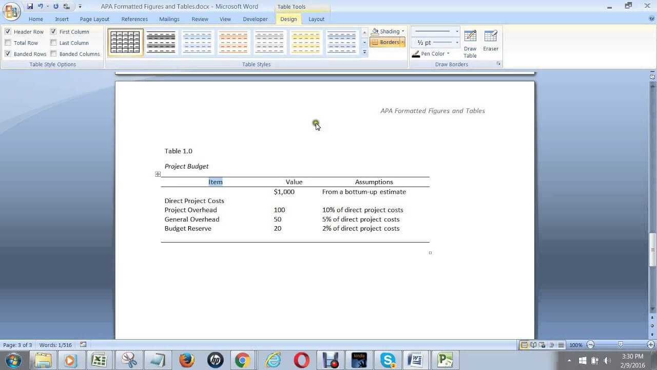 How To Create An Apa Formatted Table In Ms Word Inside Apa Table Template Word