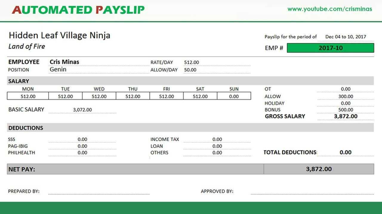 How To Create An Automated Payslip In Excel Pertaining To Blank Payslip Template