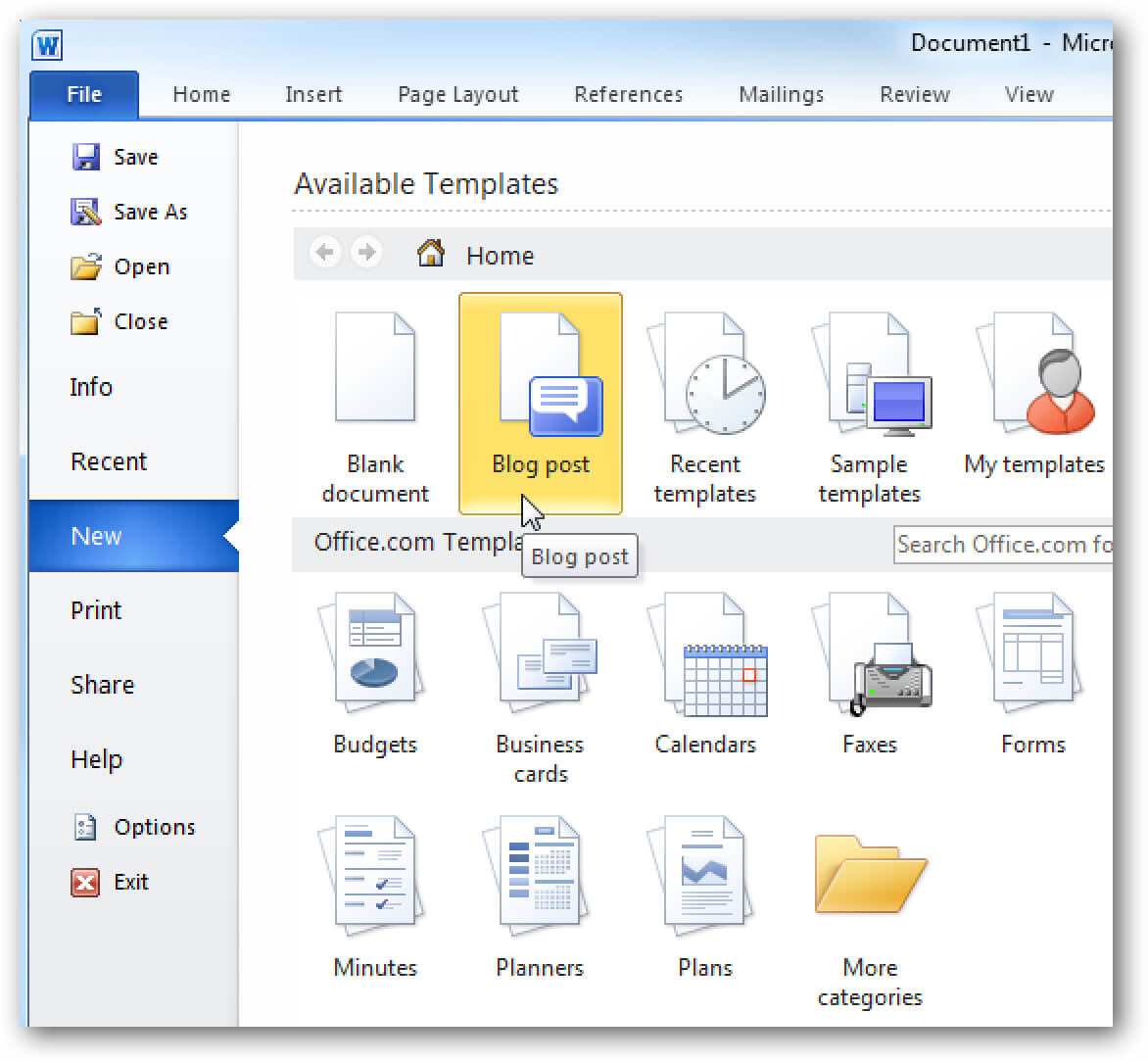 How To Create And Publish Blog Posts In Word 2010 & 2007 Pertaining To Word 2010 Template Location