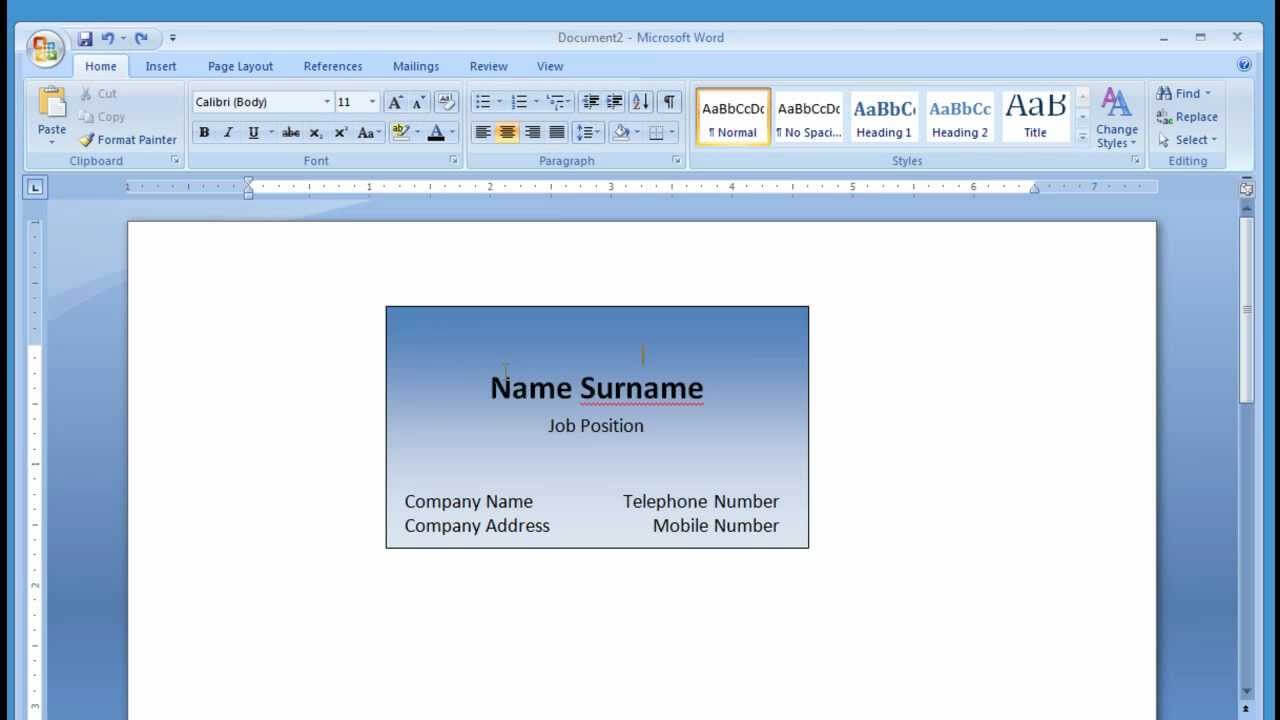 How To Create Calling Card In Microsoft Word 2007 | Uunilohi Inside Business Card Template For Word 2007
