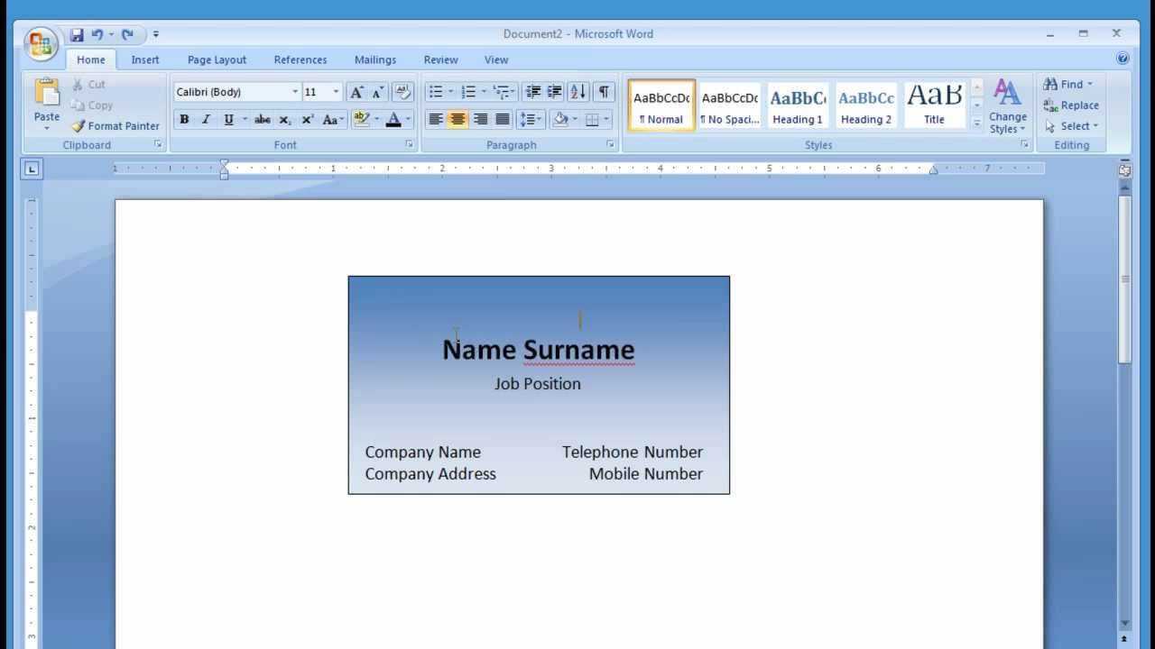 How To Create Calling Card In Microsoft Word 2007 | Uunilohi Inside Business Card Template For Word 2007