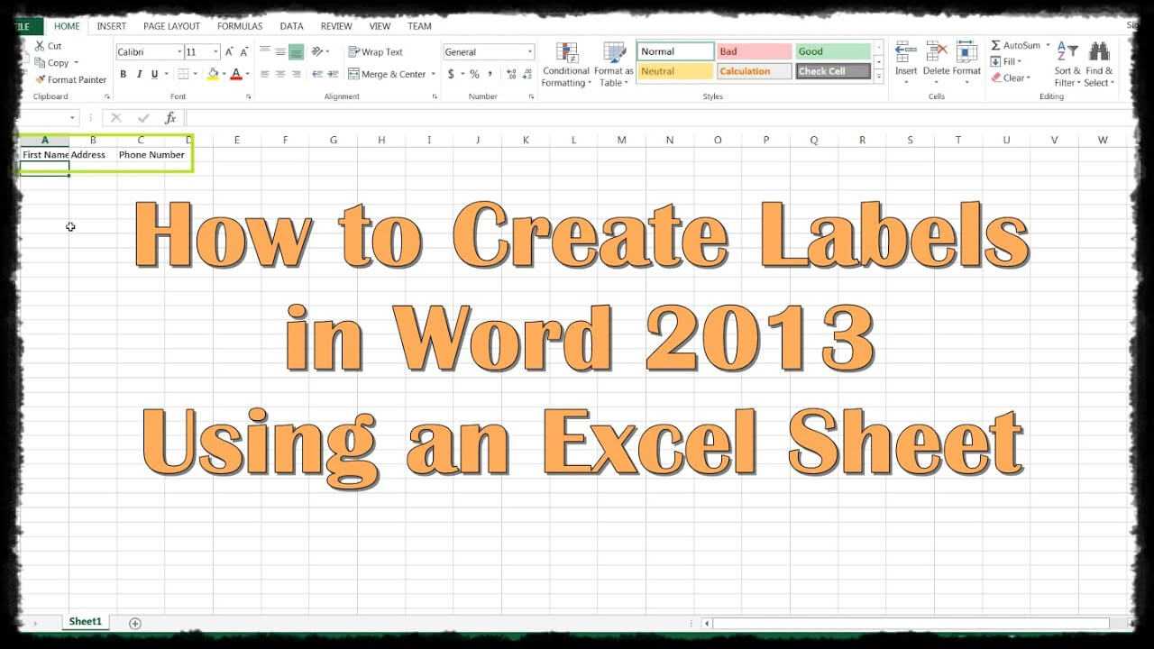 How To Create Labels In Word 2013 Using An Excel Sheet Within Word Label Template 16 Per Sheet A4