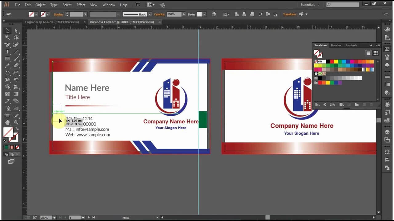 How To Design A Double Sided Business Card In Adobe Illustrator Cc, Cs6, Cs5 In Double Sided Business Card Template Illustrator