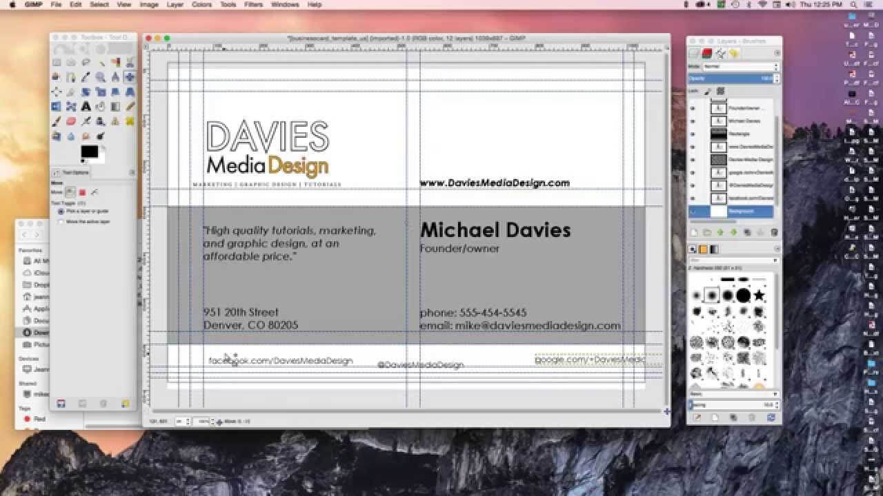 How To Make A Business Card In Gimp 2.8 Intended For Gimp Business Card Template