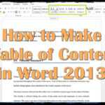 How To Make A Table Of Contents In Word 2013 Regarding Word 2013 Table Of Contents Template