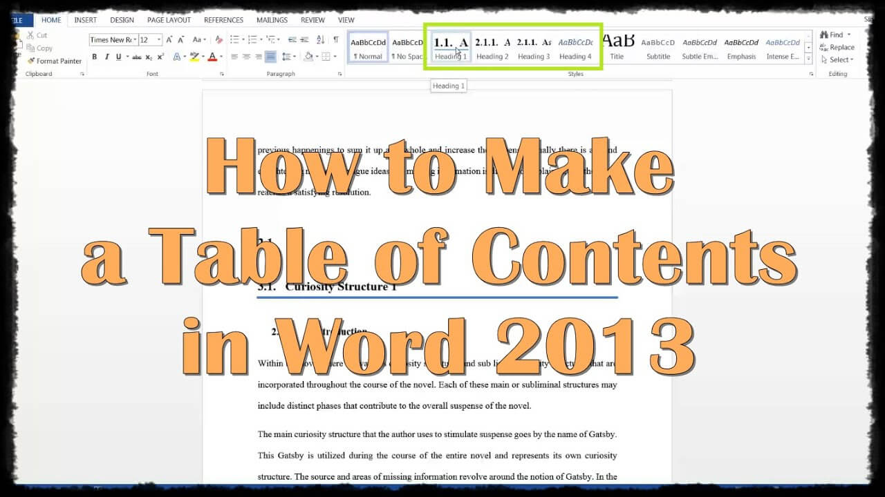 How To Make A Table Of Contents In Word 2013 Regarding Word 2013 Table Of Contents Template